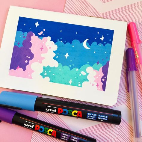 Vicky Neville on Instagram: “Recently bought a bunch of posca pens (and some new gellyroll pens that are 😍) and I have been desperate to try them out! So this is my…” Markers Drawing Ideas, Posca Pens, Posca Marker, Posca Art, Gouache Art, Arte Sketchbook, Marker Drawing, Paint Marker, Color Pencil Drawing