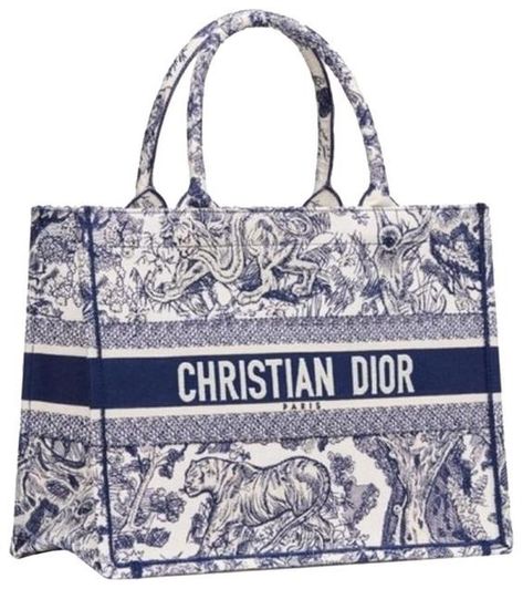 Dior Limited Edition Blue & White Embroidered Canvas Tote Dior Aesthetic, Dior Book, Christian Dior Paris, Blue Toile, Book Tote Bag, Christian Dior Fashion, Dior Book Tote, Embroidered Canvas, Maria Grazia Chiuri