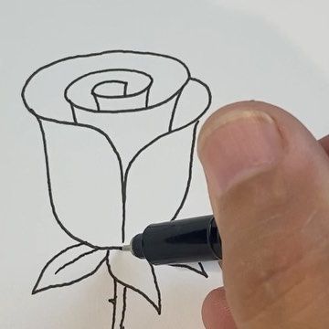 How Draw A Rose, Draw Rose Easy, Rose Doodle Simple, Draw Rose, Simple Rose Painting, Simple Flowers Drawing, Rose Flower Drawing, Easy Rose Drawing, How To Draw A Rose