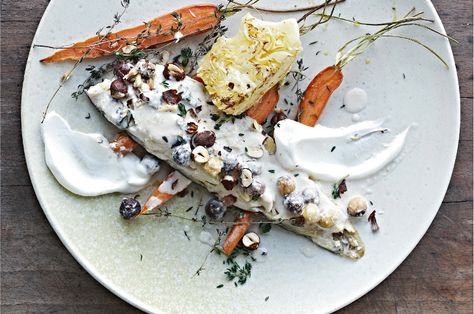 Featured Recipe: Nordic-Style Cod with Carrots Scandinavian Diet, Nordic Diet, Roasted Cod, Nordic Recipe, Low Gi Foods, Tray Bake, Root Veggies, Nordic Scandinavian, Fried Fish