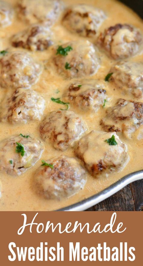 Homemade Swedish Meatballs, Swedish Meatballs Easy, Will Cook For Smiles, Meatballs And Gravy, Meatball Recipes Easy, How To Cook Meatballs, Hamburger Steak, Homemade Meatballs, Brown Gravy