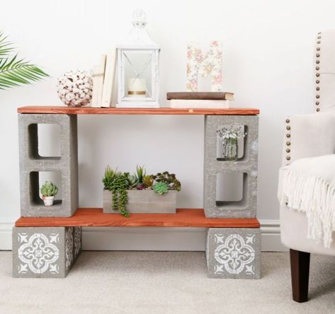 Mama uses cinder blocks in ways I never thought of. Here are 15 brilliant ideas Cinder Block Shelves, Cinder Blocks Diy, Cinder Block Furniture, Cinder Blocks, Block Table, Traditional Bed, Cinder Block, Patio Spaces, Plant Shelves