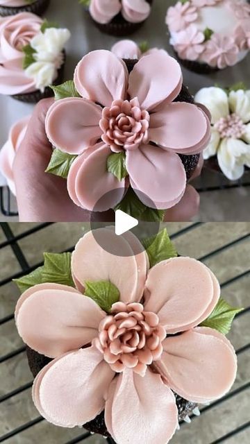 The Cupcake Sensation on Instagram: "🌸🌸🌸
Tip 104 / 59 
.
.
.
#buttercreamflowertutorial #floralcupcakes #buttercreamcakes #buttercreamcake #buttercream #buttercreamfrosting #floralcakes #floralcupcake #koreanbuttercreamflowers #cupcakesofinstagram #cupcakedecoratingvideo #cupcakebouquetcollab #cupcakebouquets #reels #reelsinstagram #summer #foodie #vancouver #yvreats #baker #bakersofinstagram #bakingvideo #flowercupcakes #buttercreamtutorial #bakery #vancouverbakery #art" Flower Cupcakes Piping Tips, Tiny Buttercream Flowers, Butter Cream Flowers Tutorial, Buttercream Flowers Tutorial Step By Step, Floral Cupcakes Tutorial, Piping Buttercream Flowers, Butter Cream Flowers, Flower Piping Techniques, Fall Floral Cupcakes