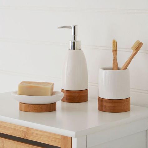 9 Best Bathroom Soap Dispenser Set for 2023 #Storables #BathroomDecor #Reviews #Soapdispenser #soapdispenser Bamboo Bathroom Accessories, Black Bathroom Accessories Set, Soap Dispenser Set, Mason Jar Bathroom, Black Bathroom Accessories, Glass Soap Dispenser, Bathroom Accessories Set, Bamboo Bathroom, Rustic Vase