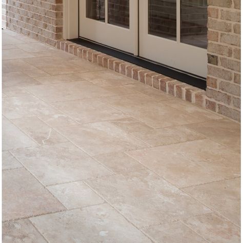 MSI Tuscany 16" X 24" Travertine Field Tile in Honed Beige & Reviews | Wayfair Mudroom Floor, Concrete Patterns, Travertine Patio, Spool Ideas, Travertine Floor, Entryway Style, Versailles Pattern, Porch Tile, Outdoor Walkway