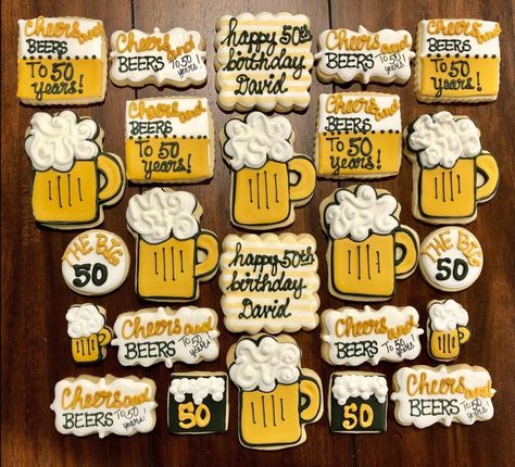 Beers snd Cheers Birthday sugar cookies /50 th birthday sugar | Etsy 50th Birthday Cakes For Men, Beer Party Theme, Cheers To 60 Years, Beer Cookies, 50th Birthday Party Ideas For Men, Beer Birthday Party, Summer Sugar Cookies, Birthday Sugar Cookies, Birthday Beer