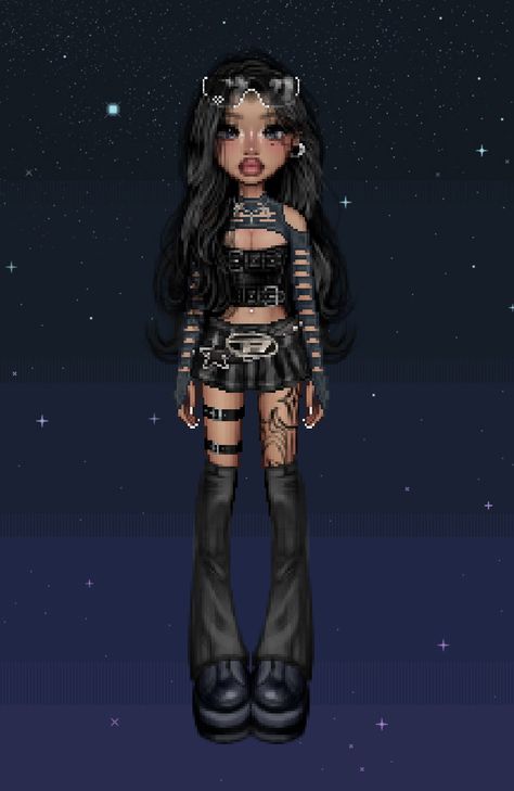 Everskies Black Hair, Everskies Outfits Y2k, Everskies Black, Genderfluid Fashion, Bratz Outfits, Cute Imvu Baddies, Rave Fit, Everskies Fits, Group Outfits