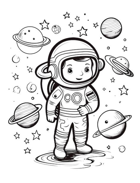 Photo un dessin animé d'un garçon dans u... | Premium Photo #Freepik #photo #coloriage #page-livre-coloriage #pages-coloriages #illustration-astronaute Premium Photo, Anime