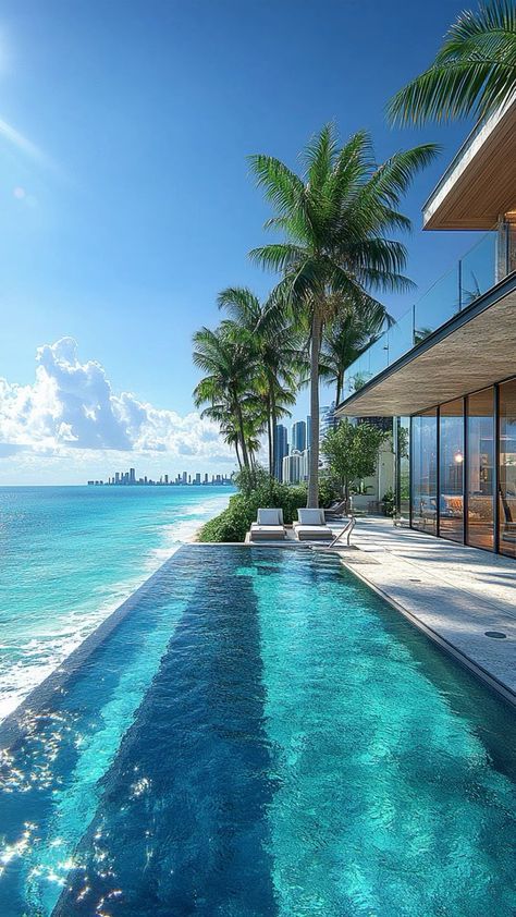 #TravelGoals #Wanderlust #ExploreMore #AdventureAwaits #BucketListTravel #TravelInspiration #TravelAddict #VacationVibes #TravelDiaries #RoamTheWorld Mansion On The Beach, Miami Beach Mansion, Beachfront Mansion, Luxury Beach Vacation, Miami Wallpaper, Miami Lifestyle, Miami Mansion, Beach Mansion, Tropical Luxury