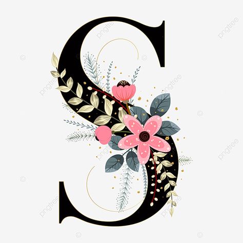 S Letter Design, Letter H Design, Vector Letters, Burlap Crafts Diy, Floral Monogram Letter, Leaf Invitations, S Letter Images, Pretty Letters, Embroidery Hoop Wall Art