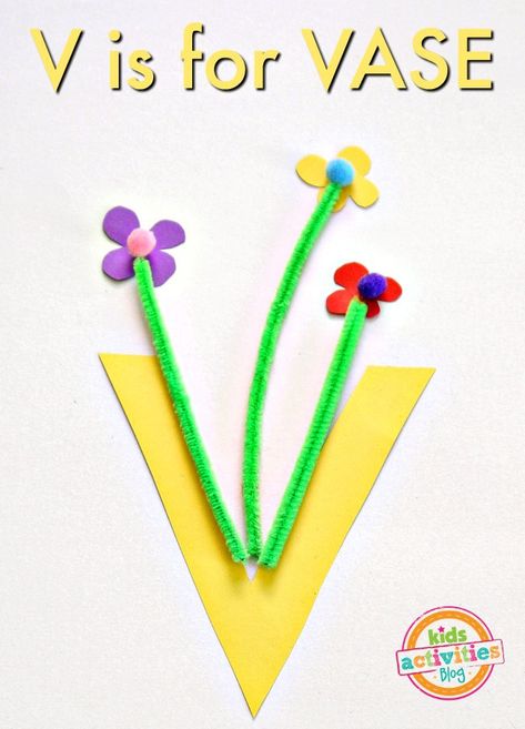 V Is For Vase, Letter V Crafts, Preschool Letter Crafts, Alphabet Letter Crafts, Letter Love, K Crafts, Box Creative, Mom Ideas, Craft Kids