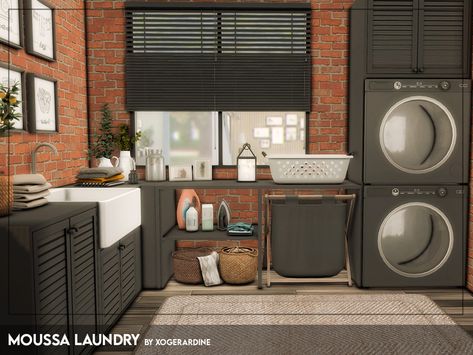 Functional Washer And Dryer Sims 4, Functional Washer And Dryer Sims 4 Cc, Sims 4 Washing Machine Cc, Sims 4 Washer And Dryer Cc Functional, Sims 4 Cc Washer And Dryer Functional, Sims 4 Washer And Dryer Cc, Folding Ironing Boards, Old Wood Floors, Modern Laundry Rooms