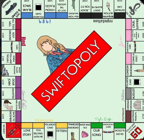 Taylor Swift Monopoly Board, Save Opoly, Diy Monopoly Board, Taylor Swift Monopoly, Swift Monopoly, Taylor Prints, Errors Tour, Taylor Nails, Taylor Swift Book