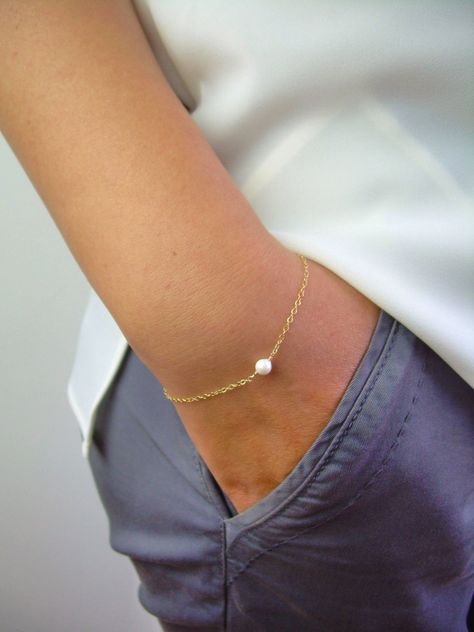 Simple Gold Bracelet, Dainty Pearl Bracelet, Gold Bracelet Simple, Gold Pearl Bracelet, Single Pearl, Bracelet Simple, Beads Chain, Long Beaded Necklace, Freshwater Pearl Bracelet