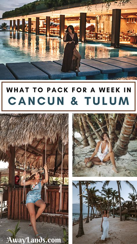 Get a complete Mexico packing list for a week in Tulum and Cancun so you'll know exactly what to pack for Tulum and what to pack for Cancun. Keep this Tulum packing list and Cancun packing list for future trips to help you make sure you know what to pack for a week in Mexico. | mexico packing list cancun | mexico packing list tulum | packing list for tulum mexico | packing list for cancun mexico | tulum packing guide | cancun packing guide | what to wear in tulum | what to wear in cancun 2 Weeks In Mexico Packing, Cancun 2023 Outfits, Tulum Going Out Outfits, Tulum Style Outfits, 4 Days In Mexico Packing, Mexico Hiking Outfit, Honeymoon In Mexico Outfits, Honeymoon Mexico Outfits, 2 Week Vacation Packing List Mexico