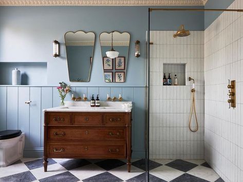 Design a Spa-Like Bathroom at Home With These 31 Ideas Baby Blue Bathroom, Victorian Semi Detached House, Mandarin Stone, Master Ensuite, Gorgeous Bathroom, Tiny Bathrooms, Upstairs Bathrooms, Blue Bathroom, Bathroom Renos