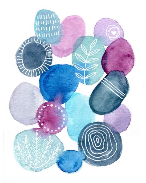 Zen Wall Decor, Watercolor Abstract Art, Whimsical Art Paintings, Learn Watercolor Painting, Yoga Wall Art, Watercolor Circles, Textile Art Embroidery, Studio Wall, Doodle Art Drawing