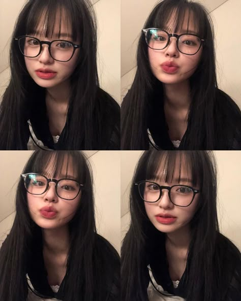 Ulzzang Girl Selca, Beautiful Monster, Glasses Inspiration, Korean Face, Non Chr, Hello Kitty Sanrio, Girl Short Hair, Trending Hairstyles, Short Mini Dress