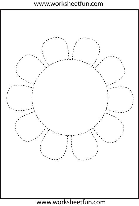 Picture Tracing - Flower Spring Worksheets Preschool, Tracing Pictures, Shape Chart, Flower Board, 1 Worksheet, Dot Worksheets, Preschool Tracing, Pre Writing Activities, Tracing Worksheets Preschool