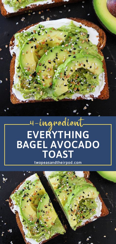 Everything Bagel Lovers, rejoice! You'll be hooked with Everything Bagel Avocado Toast! This recipe takes only minutes to make and lets you get the best of both worlds with an easy homemade Everything Bagel Seasoning. Enjoy it for breakfast, lunch, dinner, or snack time! Bagel Avocado, Easy Avocado Toast, Toast With Cream Cheese, Toast Recipe Breakfast, Simple Avocado Toast, Avocado Recipes Breakfast, Everything Bagels, Avocado Dessert, Everything Bagel Seasoning