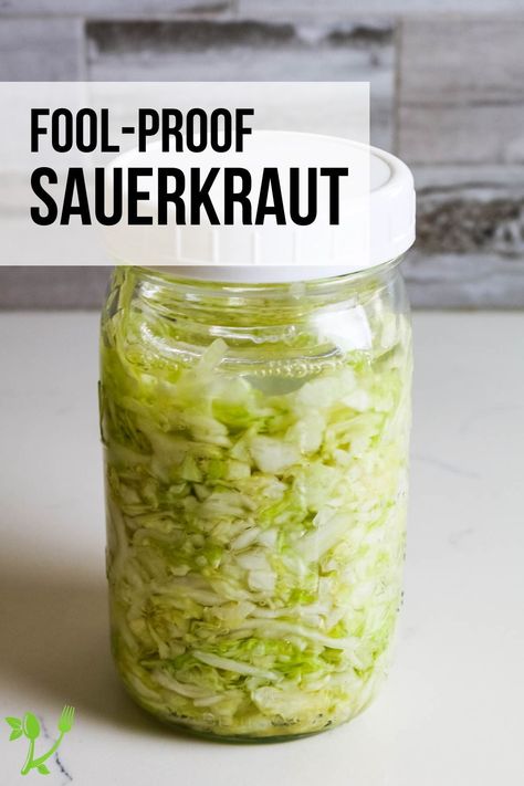 Easy Homemade Sauerkraut, Canning Sauerkraut Without Fermentation, Raw Sauerkraut Recipe, Refrigerator Sauerkraut, Saurkraut Recipes Easy, Home Made Sauerkraut, Sour Kraut Recipe, How To Make Sauerkraut, Sourkrout Recipes Quick