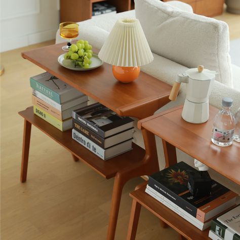 Give your home a modern, minimalist touch with the Fadzai Solid Wood Side Table. Made with high-strength environmental protection household paint and solid wood, this side table is sure to be a statement piece in any room. Get the perfect mix of style and function with the Fadzai Wood Side Table. Product Details Produc Side Table Decor Living Room, Designer Side Table, Modern Side Table Design, Side Table Ideas, Side Tables For Living Room, Space Desktop, Side Table Bedroom, Retro Side Table, Bedroom Side Table