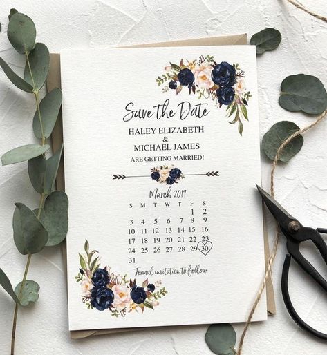 Save The Date Invites, Chic Save The Date, Engagement Save The Date, Save The Date Floral, Blue Save The Date, Save The Date Rustic, Blush Floral Wedding, Simple Wedding Cards, Rustic Save The Date