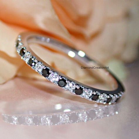 Black Diamond Wedding Bands, Wedding Band For Women, Diamond Eternity Wedding Band, Half Eternity Ring Diamond, Diamond Anniversary Bands, Half Eternity Wedding Band, White Gold Wedding Bands, Black Diamond Ring, Promise Rings For Her