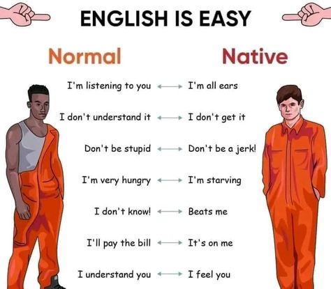 Native English Words, Normal English Vs Native English, Better English Speaking, Native English Phrases, Easy English Speaking, Easy English Grammar, Slang English, Basic English Grammar Book, English Phrases Sentences