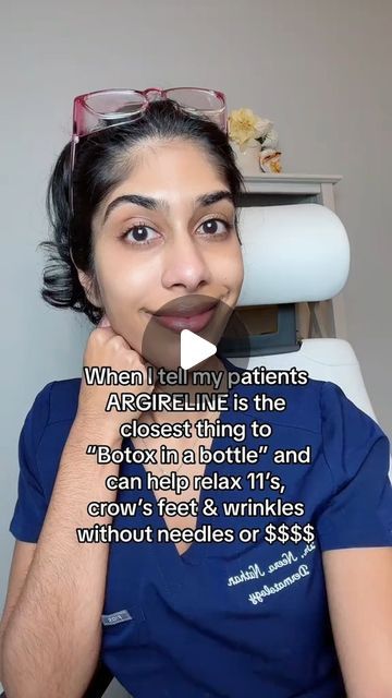 Dr. Neera Nathan on Instagram: "Argireline (also known as acetyl-hexapeptide-3 or acetyl-hexapeptide-8) is a peptide that is available in serums and works similar to Botox by blocking neurotransmitters to help relax muscles to smooth deep lines or wrinkles (like 11’s, frown lines, smile lines or crows feet). It is a cheap alternative to Botox that doesn’t require a prescription, is needle free and can be used topically to produce natural results. It isn’t Botox, but it is as close to “topical Botox” or “Botox in a bottle” as you can get! #botoxnatural #argireline #peptide #fyp #dermatologist" Botox In A Bottle, Frown Lines, Relax Muscles, Botox Alternative, Smile Lines, Deep Lines, Facial Cream, Face Skin Care, Crows