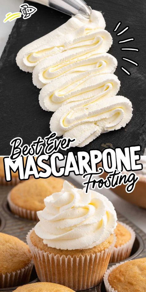 Mascarpone Frosting Marscapone Cream Cheese Frosting Recipe, What Is Mascarpone, Mascarpone Buttercream Frosting, Marscapone Filling Recipes, Mascarpone Cake Filling, Marscapone Buttercream, Mascarpone Recipes Dessert, Ricotta Icing, Marscapone Recipes