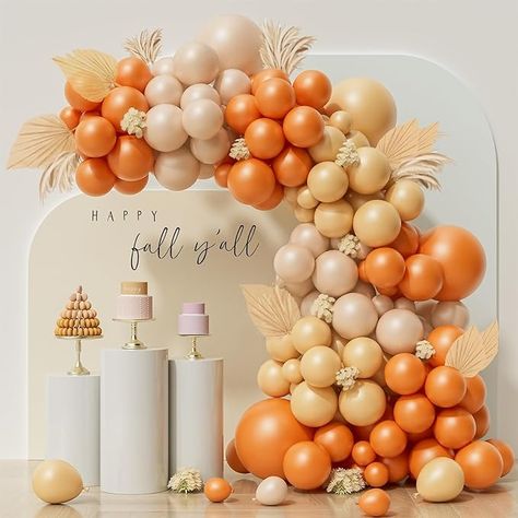 Amazon.com: YJDFWAUT 138pcs Orange Balloon Garland Arch Kit, Burnt Orange Cream Peach Apricot Balloons for Fall Birthday Pumpkin Baby Shower Gender Reveal Bridal Shower Thanksgiving Friendsgiving Party : Home & Kitchen Burnt Orange Decor Ideas, Autumn Theme Birthday Party, Orange Balloon Decorations, Orange Decorations Party, Orange Birthday Theme, Orange Themed Party, Thanksgiving Photo Backdrop, Home Birthday Decor, Orange Party Decorations