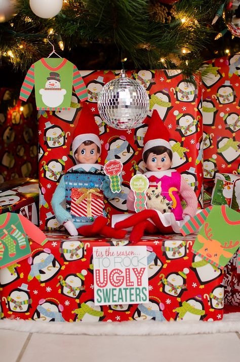 Elf On The Shelf Disco Party, Party Elf On The Shelf, Ball Looks, Ugly Sweater Party, Elf Ideas, Under The Tree, Disco Balls, Elf On The Shelf Ideas, Disco Party