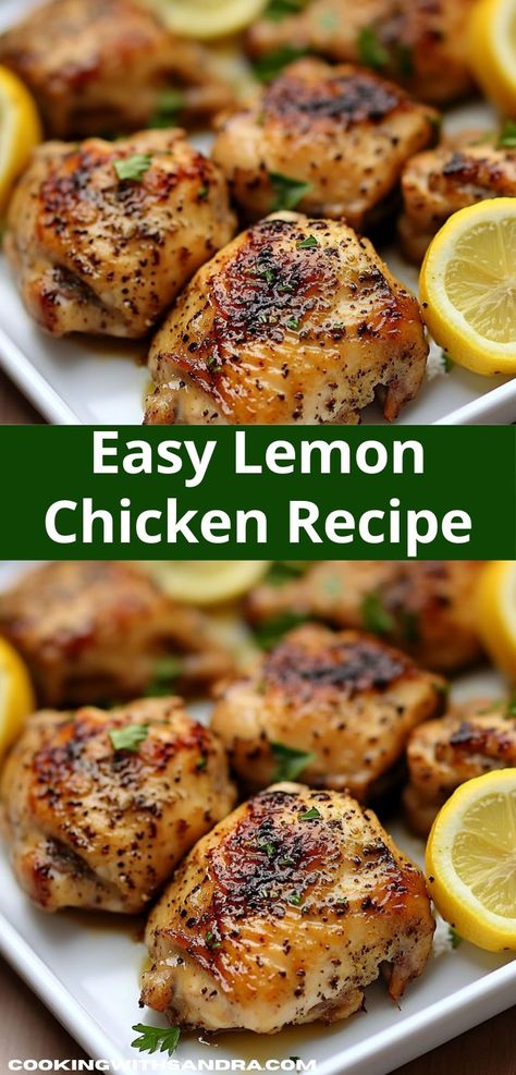 Looking for a quick and delicious dinner idea? This Lemon Chicken Recipe is bursting with flavor, featuring zesty citrus that elevates your weeknight meals. It's an easy, family-friendly dish perfect for busy evenings. Recipes With Lemon, Easy Lemon Chicken Recipe, Comfort Chicken, Lemon Chicken Thighs, Lemon Chicken Recipe, Lemon Garlic Chicken, Chicken Breast Seasoning, Easy Baked Chicken, 5 Ingredient Recipes