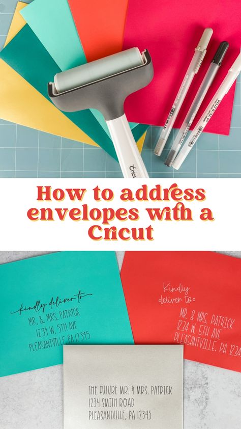 Cricut Addressed Envelopes, How To Address Envelopes With Cricut, Cricut Addressing Envelopes, Cricut Envelope Addressing, How To Address Envelopes, Cricut Modern, Cricket Joy Projects Craft Ideas, Cricket Joy, Addressed Envelopes