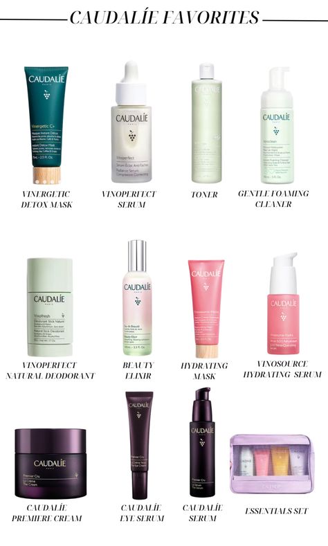 12 different Caudalíe favorites to use on a daily basis from the French beauty brand. At Home Skincare, Caudalie Beauty Elixir, French Skincare, Beauty Elixir, Eye Cream For Dark Circles, Morning Skin Care Routine, French Beauty, Beauty Advice, Body Care Routine