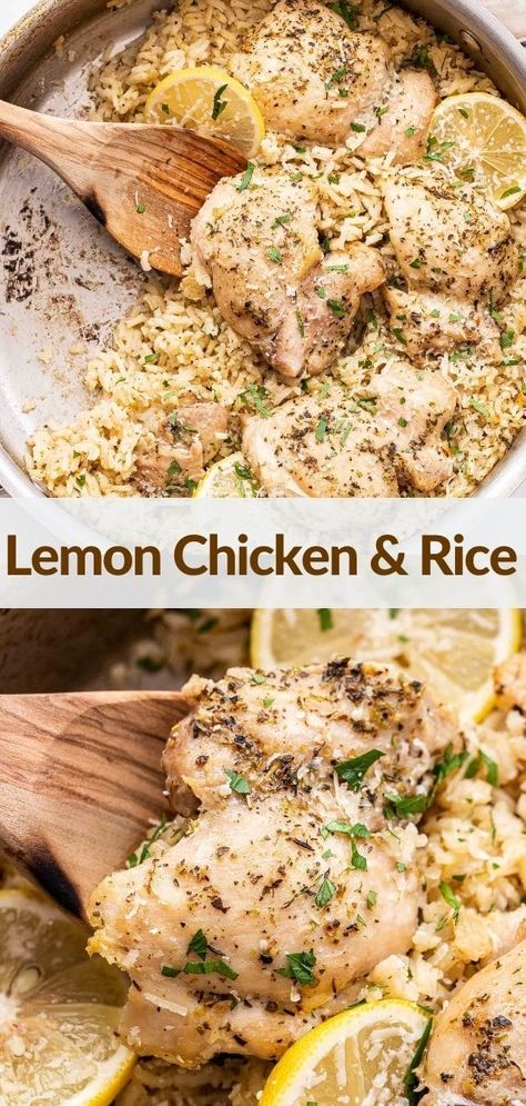 Lemon Chicken And Rice, Lemon Chicken Rice, Lemon Thyme Chicken, Chicken And Rice Recipe, Thyme Chicken, Lemon Thyme, Healthy Weeknight Meals, Dinner Chicken, Chicken And Rice