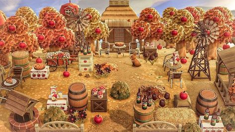 Animal Crossing Fall Builds, Apple Acnh Villager, Acnh Cottagecore Orchard, Apple Acnh, Acnh Harvest Festival, Apple Orchard Animal Crossing, Animal Crossing Apple Orchard, Acnh Apple Cider Stand, Acnh Apple Design