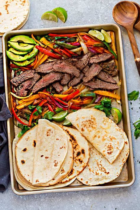 Sheet Pan Steak Fajitas, Sheet Pan Steak, One Pan Dinner Recipes, Fajita Spices, Steak Fajita Recipe, Pan Steak, Easy Sheet Pan Dinners, Pan Chicken Fajitas, Sheet Pan Dinners Recipes