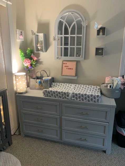 Diy Dresser To Changing Table, Refinished Changing Table Dresser, Gray Dresser Changing Table, Changing Table Station, Changing Table On Top Of Dresser, Dresser Turned Into Changing Table, Changing Table Dresser Repurpose, Dresser Changing Table Diy, Diy Dresser Changing Table