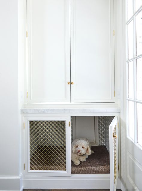 Mudroom Dog Room, Built In Dog Bed, G Kitchen, Dog Nook, Dog Cabinet, Floor To Ceiling Cabinets, Diy Dog Crate, Lord Nelson, Dog Spaces