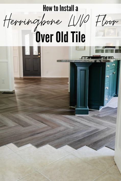 Lvp Herringbone, Floor Herringbone, Herringbone Vinyl Floor, Kitchen Tile Floor, Herringbone Kitchen, Nashville House, Modern Parisian, Sheet Vinyl Flooring, Floor Renovation