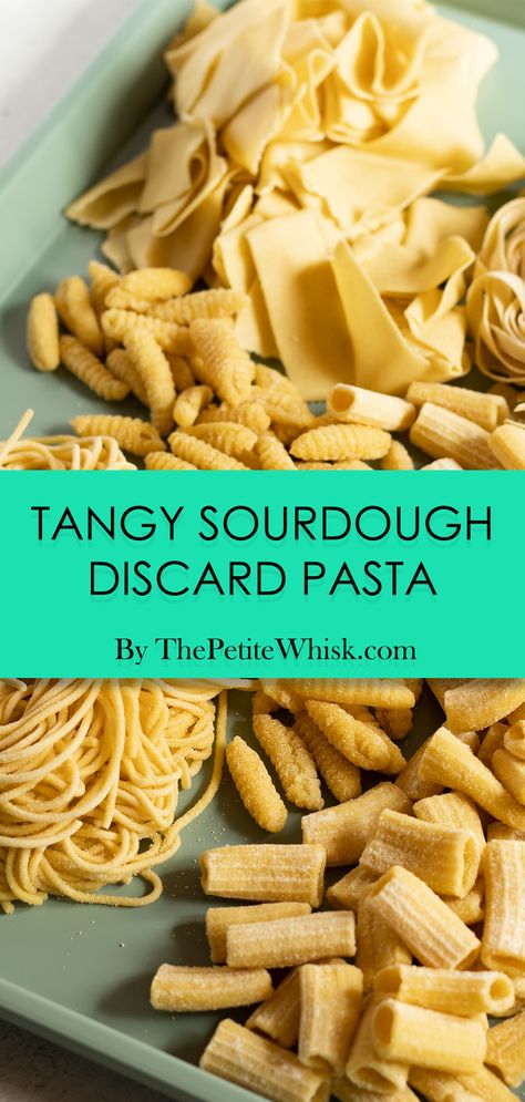 Sourdough pasta recipe, spaghetti, rigatoni, fettuccini, cavatapi. Sourdough Discard Recipe Sourdough Pasta Dough, Sourdough Discard Pasta Recipes, Sourdough Discard Noodles, Sourdough Discard Pasta, Discard Pasta, Sourdough Noodles, Sourdough Pasta Recipe, Phillips Pasta Maker, Homemade Pastas