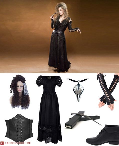 Bellatrix Halloween Costume, Bellatrix Lestrange Costume Diy, Bellatrix Halloween, Bellatrix Lestrange Makeup, Bellatrix Lestrange Halloween Costume, Bellatrix Lestrange Halloween, Sirius Black Costume, Bellatrix Cosplay, Voldemort Costume