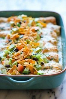 White Chicken Enchiladas with Green Chile Sour Cream Sauce White Chicken Enchiladas, Sour Cream Sauce, Enchilada Recipes, White Chicken, Green Chile, Chicken Enchiladas, Mexican Dishes, Cream Sauce, Main Dish Recipes