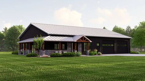 Corrugated Metal Siding, Barndominium House, Barn Plan, Barn Style House Plans, Open Concept Layout, Barndominium Floor Plans, Building House, Country Style House Plans, Barn Style House