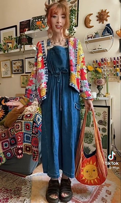 Fun And Funky Outfits, Granny Clothes Aesthetic, Artsy Grandma Aesthetic, Fairytale Style Outfit, Momcore Aesthetic Outfits, Crazy Art Teacher Outfits, Art Teacher Vibes Outfit, Eclectic Colorful Outfits, Artsy Eclectic Fashion