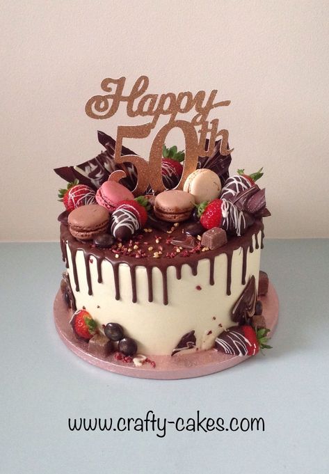 50th Birthday Cake For Women, Chocolate Dessert Bar, Birthday Drip Cake, Strawberry Sweets, Chocolate Drip Cake, 50th Cake, 60th Birthday Cakes, 21st Birthday Cakes, 30 Birthday Cake