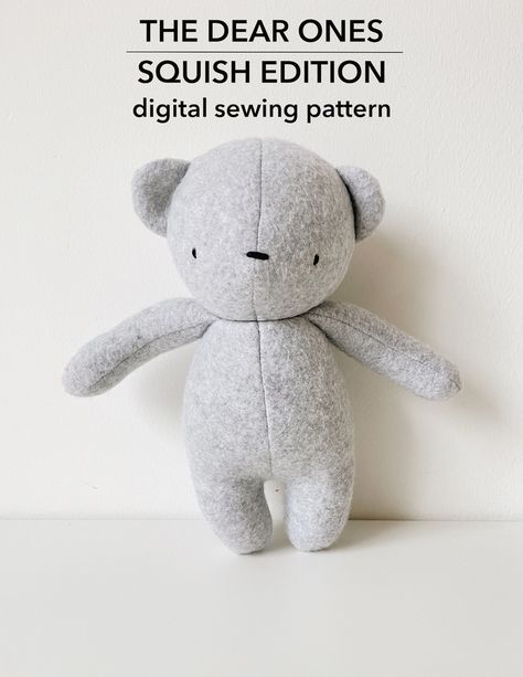 The Dear Ones Bear Squish Edition Sewing Pattern Digital - Etsy Ireland Bear Sewing Pattern Free, Bear Plush Pattern, Bear Patterns Sewing, Memory Bears Pattern, Bear Patterns Free, Teddy Bear Sewing Pattern, Animal Sewing Patterns, Memory Bear, Teddy Bear Pattern