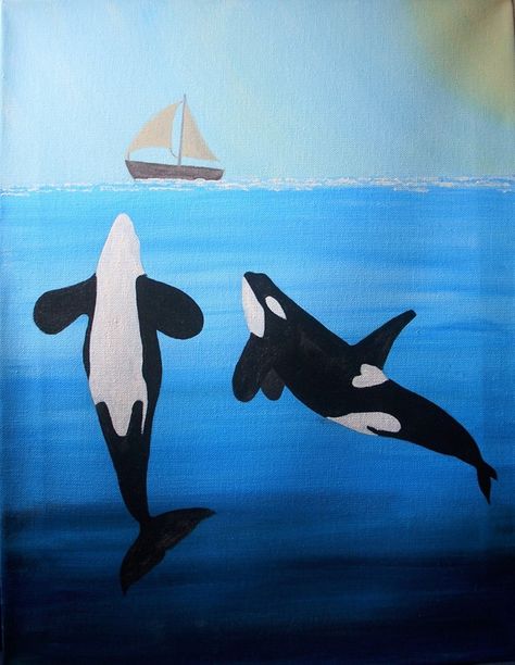 Whale Painting Easy, Animal Paintings Acrylic, Whale Painting, Underwater Painting, Beginner Art, Whale Art, Sea Painting, Simple Acrylic Paintings, Craft Stuff